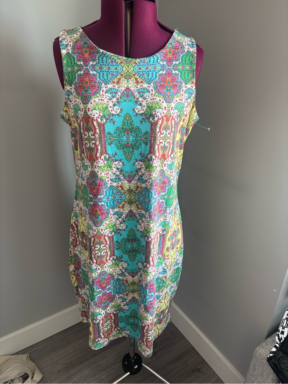 Charter Club Turquoise Multicolor Paisley Midi Dress